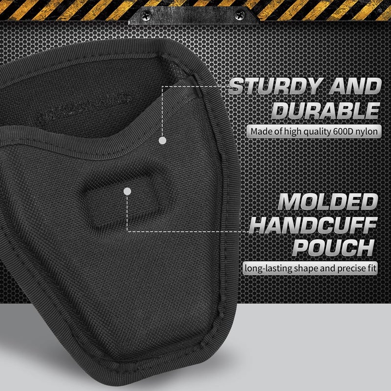 Ullnosoo Handcuff Case, Open Top Handcuff Holder Holster, 600D Nylon Cuff Pouch for Duty Belt Accessories Fits Standard Chain or Hinge Handcuffs, Wear-Resistant - Image 2
